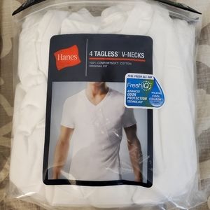 Hanes V-neck white under shirt tagless XL men's